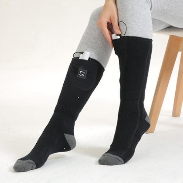 Lämmitettävät sukat Ladattava sähköpatteri Unisex thermal lämmitin (musta)