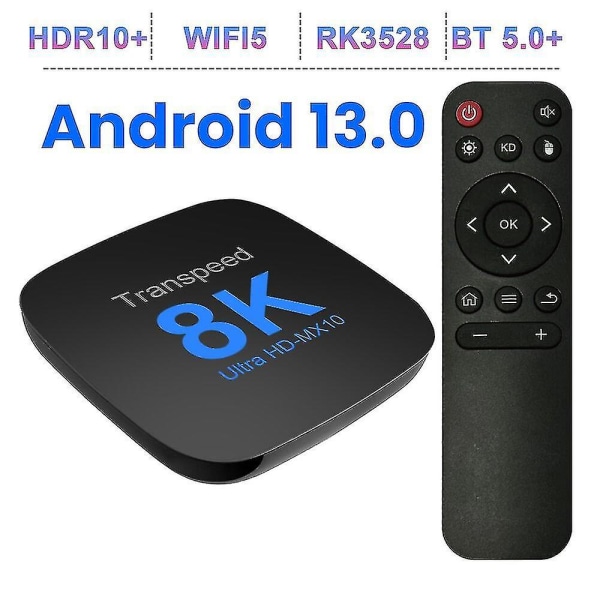 Transpeed Android 13 Tv Box Dubbel Wifi Stöd 8k Video Bt5.0+ Rk3528 4k 3d Voice Media Player Set Top Box