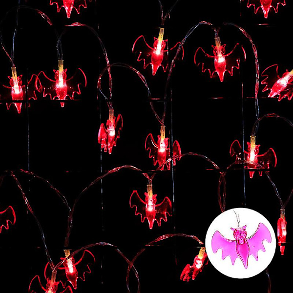 Halloween flaggermus lyslenke, 20 flaggermus LED-er vanntett Halloween dekorasjonslys, 8 moduser for innendørs/utendørs Halloween Thanksgiving julefest Gard