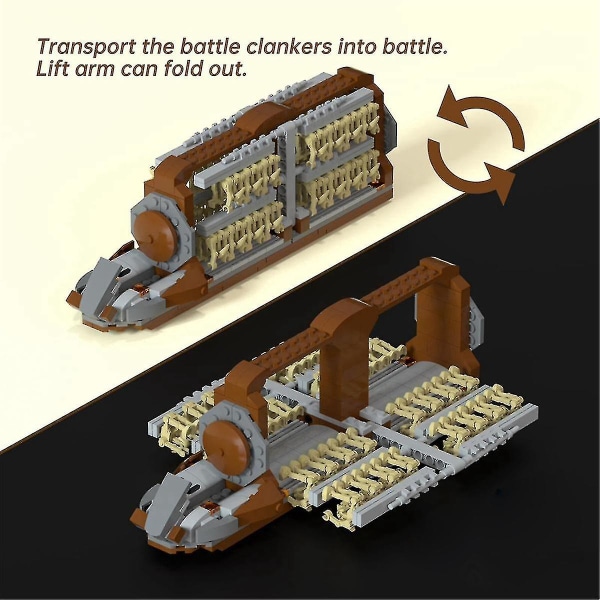 Battle Soldiers Clanker Platoon Attack Craft Building Kit, jossa 2 Droidekas Figuuria Set (xq) (ruskean harmaa)