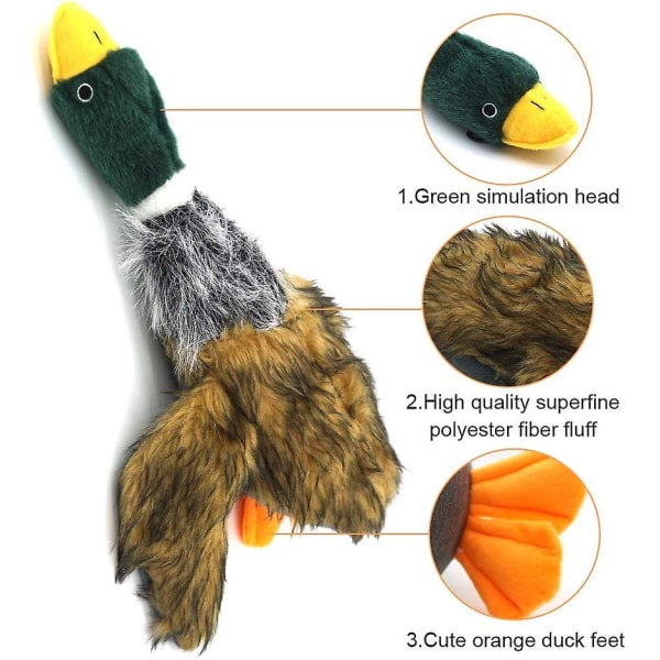 WABJTAM Plysj Stokkand And Leke, Pipende Hundeleke, Plysj Hundetyggeleke for Store Hunder, 8,5 Tommer