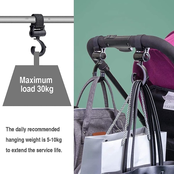 2 delar roterande krokar för barnvagn, klämmor för barnvagnskrokar, universal för barnvagn (Stil 1)