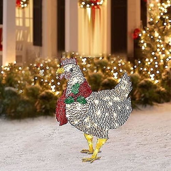 Light-up Chicken With Scarf Holiday Decoration, Led Christmas Outdoor Decorations Christmas