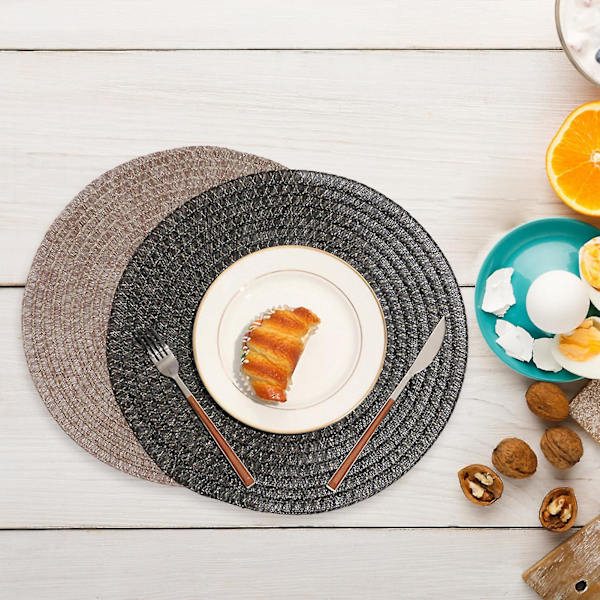 Pvc Rund Flätad Placemats Värmebeständig Köksbar Coaster För Hem Kök Matrum (Brun Blandad Färg)