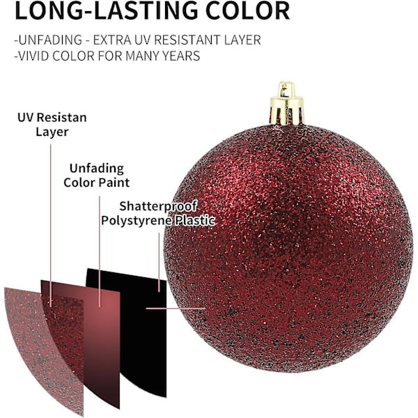 36 st Acid Blue Julgranspynt Bollar 2023, Bolas De Navidad - 6 st 3.2'', 12 st 2.4'', 18 st 1.6'' - Okrossbara Julgranskulor