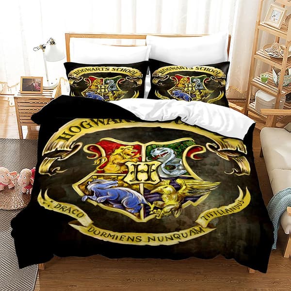 3D Digitaltryck Hogwarts Hemtextil Sängkläder Trestegsset HL20 180*200cm -ZHENV（180*200cm）