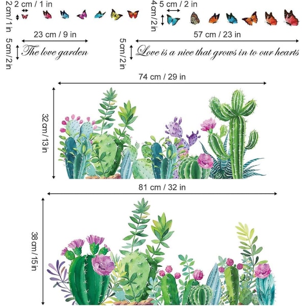 WABJTAMKaktus Blomster Veggklistremerker Tropiske Plante Veggklistremer Veggdekorasjon for Stue Soverom Hjørne
