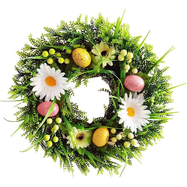 Påskkrans Färgglada Äggblommor Girlang Hängande Konstgjord Vårkrans Bakdörr Vägghängande