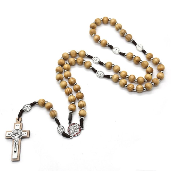 Vintage rosenkrans katolska bön pärlor halsband Kristus Jesus kors hänge halsband pärlstav religiösa smycken gåva