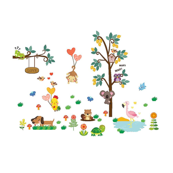 1 SET pöllöeläimet seinätarrat viidakon eläintarha puu lastentarha baby lastenhuone tarra seinämaalaus