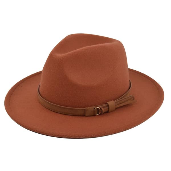 Retro Jazz Hat Semsket Belte Ullhatt Cowboy Hat Retro Imitert Ullhatt Flat Brim Hat Bf150
