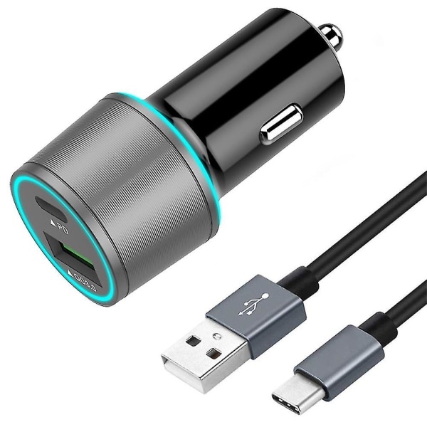 USB C billaddare, Dual Type-c Pd billaddare Power & Snabbladdning 3.0 För Iphone 11/11 Pro/11 Pro Max/xs/xr/x/8, Ipad Pro/air/mini, Galaxy S