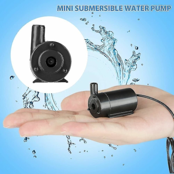 2 stk Mini dykvandspumpe, 12v DC vandpumpe Kompatibel Fountain Aquarium Dam Garden, Med 1m Usb-kabel, Vandoutput: 2-3l/min.