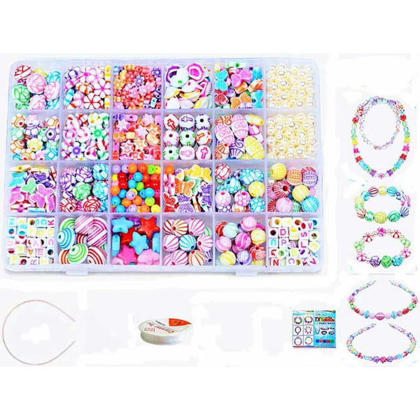 24 typer färgglada baby Spelsnörningspärlor Pärlor Leksaker DIY-pärlor för barn för att göra smycken Kedjearmband (färg 6#)