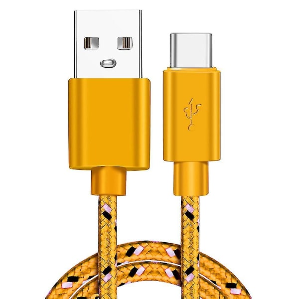 USB Type C-kabel Snabbladdning USB C-kablar Typ-c Datasladd Laddare USB C för Samsung S9 Note 9 Huawei P20 Pro Xiaomi 1m/2m/3m（3m，Gul）