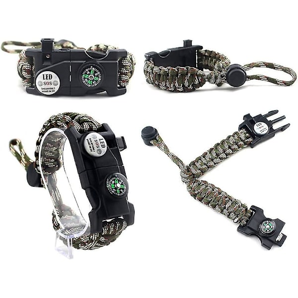 2-pack justerbart överlevnadsarmband, 7 hjärtformade paracord, utomhusklättring, äventyr, nödsituation, Sos Sos, lätt armband, multifunktion