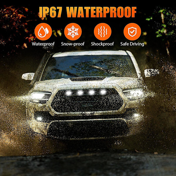 4x Raptor Style Hvide LED-grillys til Toyota Tacoma TRD Pro 2016-2023 - SNNGV