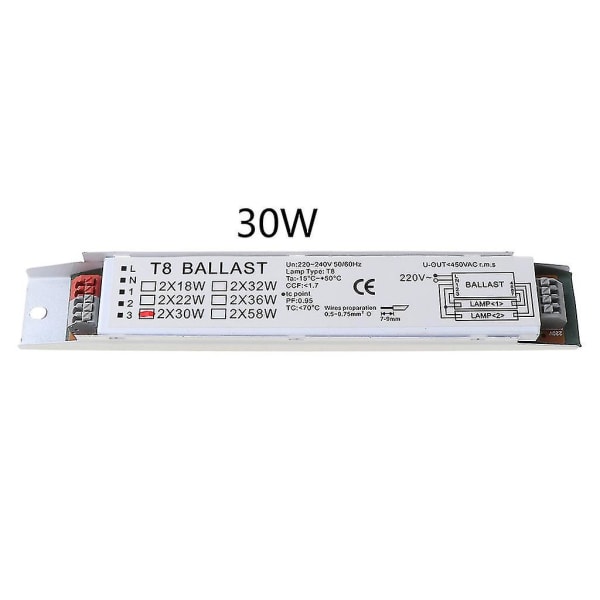 2x18/30/58w Wide Voltage T8 Tilpassbar elektronisk lysrørsforkobling