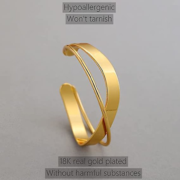 Ghyt Kultaiset Mansettikorut Naisille Kultaiset Rannekorut Hopeinen Rannekoru Helmet Korut Set Avattava Säädettävä 18k Kultapinnoitettu Ruostumaton Teräs Muotoilija Lahjat