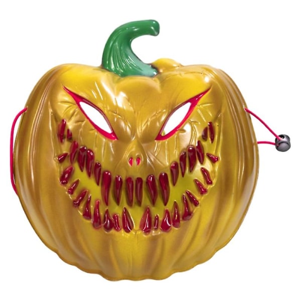Halloween-maske græskarmaske, skræmmende spøgelseshovedmaske, festkarnevalsmaske（gul）