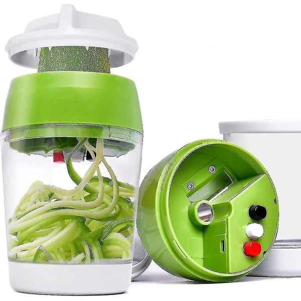 5 i 1 Håndholdt Spiralizer Grønnsaksskjærer Justerbar Spiral Cutter Med Beholder Spiral Slicer