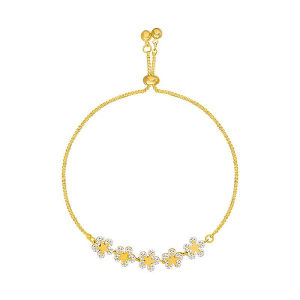 Eleganta infällda strassarmband Guldfärg Blomsterberlocksarmband för kvinnor Mode smycken Accessoarer Festpresenter