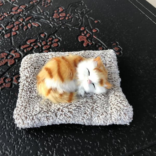 Simulerad Sovande Katt Plysch Bambukol Doll Bilinstrumentbräda Dekoration (Vit)