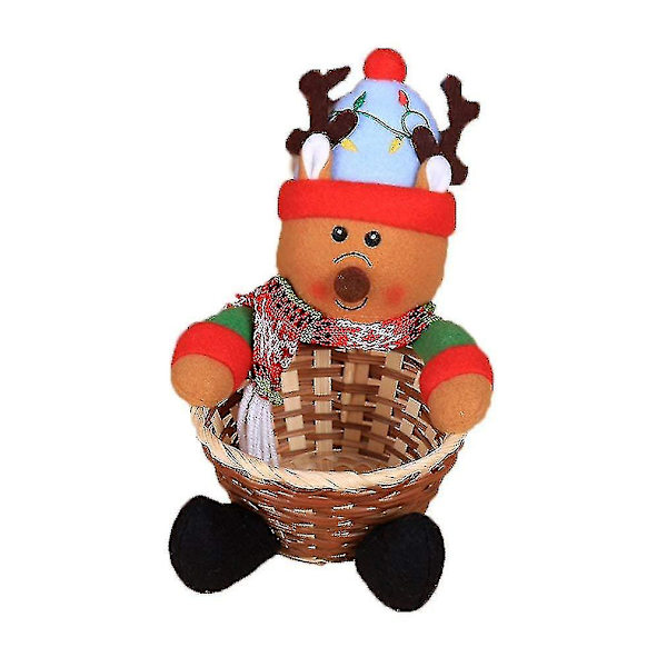 Julgodisförvaringskorg Jultomte Snögubbe Godis Bambuskorg Julgåvor Hemfest Dekoration (YX1903C)