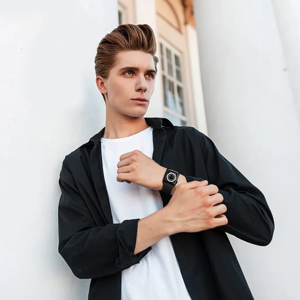 Armband kompatibel med Apple IWatch-rem, armband i rostfritt stål med dubbel magnet för iWatch-serien (svart, 42/44/45)