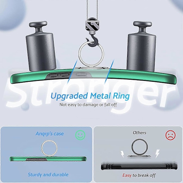 Serie Galaxy S22 Skal 5G, [Inget Fall-Off Stativ] 360Metallring, 15Ft Militärklass Stötsäker Skyddande Telefonfodral Designat, Grön