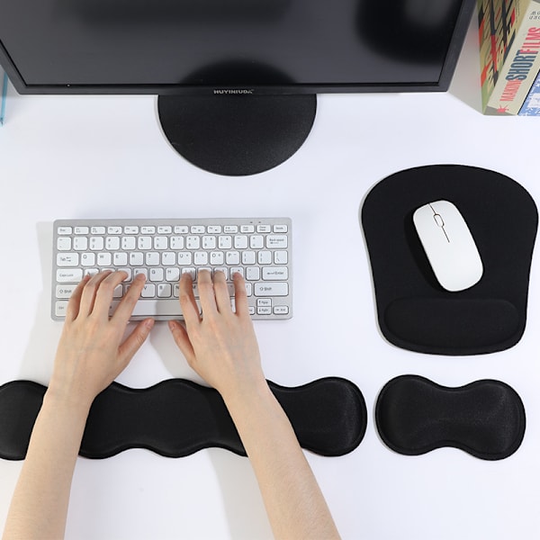 3-pack Musmatta Handledstöd Minnesskum Set Tangentbord Handstöd Laptop 3D Stereo Handkudde Handledstöd Enfärgad (Tangentbord ingår ej)