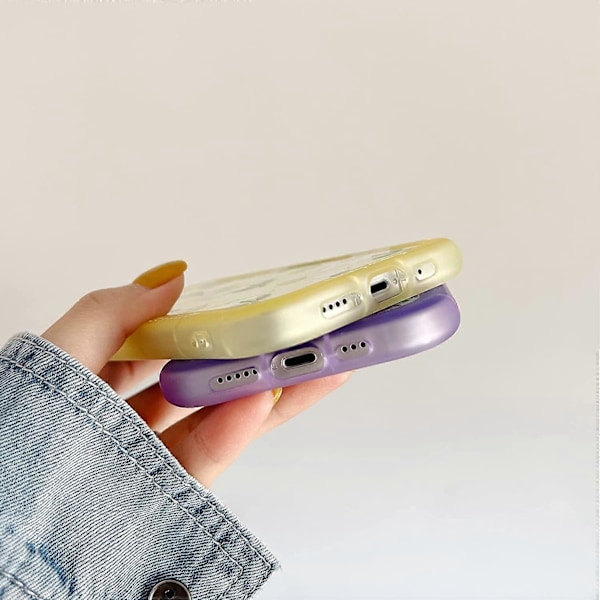 Söt Blommig Färgglad Kameralinsskydd Transparent Mjuk iPhone-fodral för Kvinnor Flickor (Gul, iPhone 13 Pro)