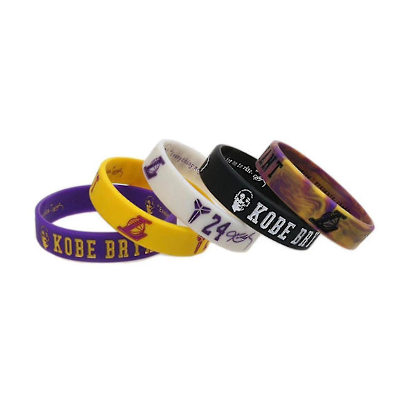 5-pack Armband Basketboll Inspirerande Armband Kobe Bryant Sport Signatur Armband Silikon