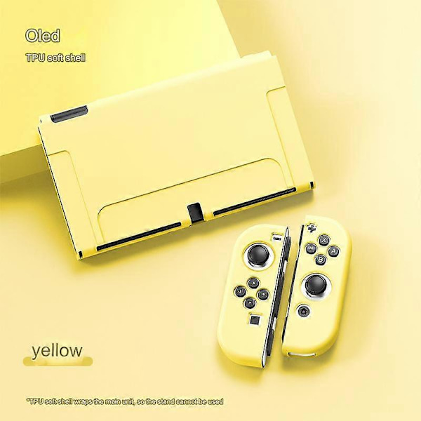 2021 Switch OLED Frostad Delad Skyddande Sleeve, TPU OLED All-Inclusive Mjukt Skal Kan Sättas In I Basen - Gul
