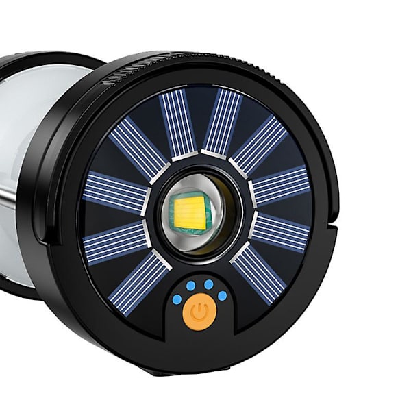 Solcelleddrevet LED-campinglys USB-oppladbar pære utendørs søkelys teltlampe bærbare lykter nødlys kraftig