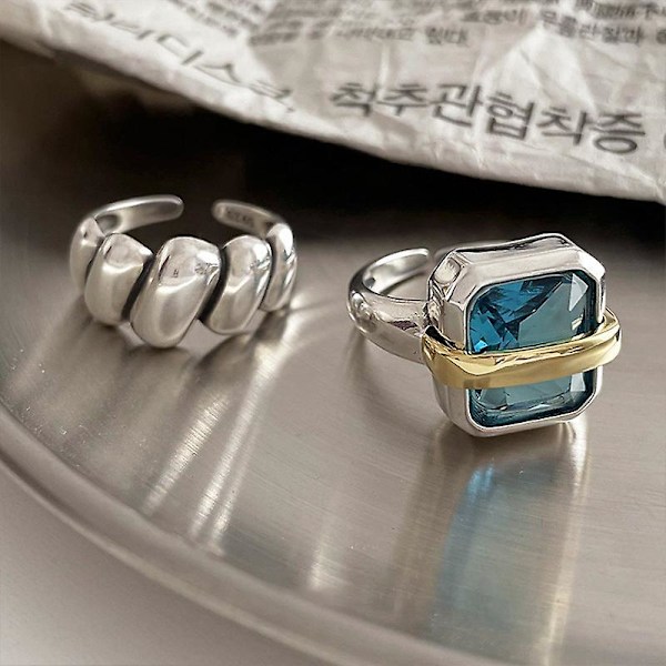 Kvadratisk simulerad diamantring linje Ring set