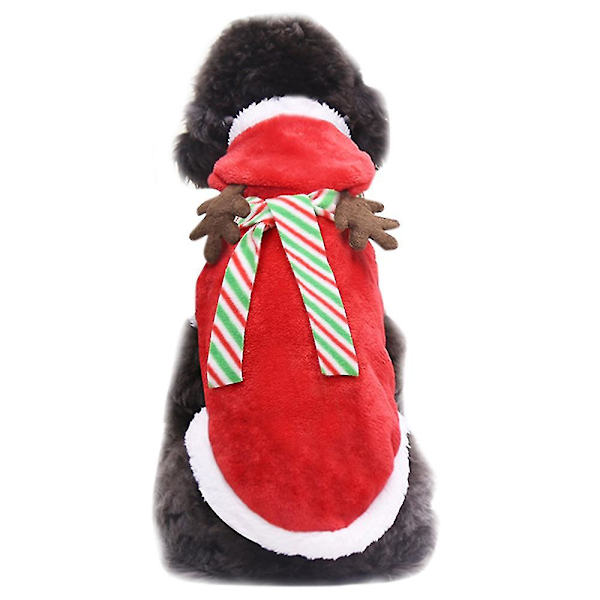 Varm Juljacka i Fleece för Husdjur, Kläder för Små Hundar, Valp, Julälg, Vinterdräkt (XL)