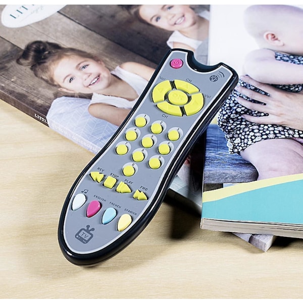 Dummy tv-fjernbetjening til børn og småbørn - Realistisk legetøj med rigtige knapper, der laver lyde - Pædagogisk og sjov sensorisk interaktiv læring Ac