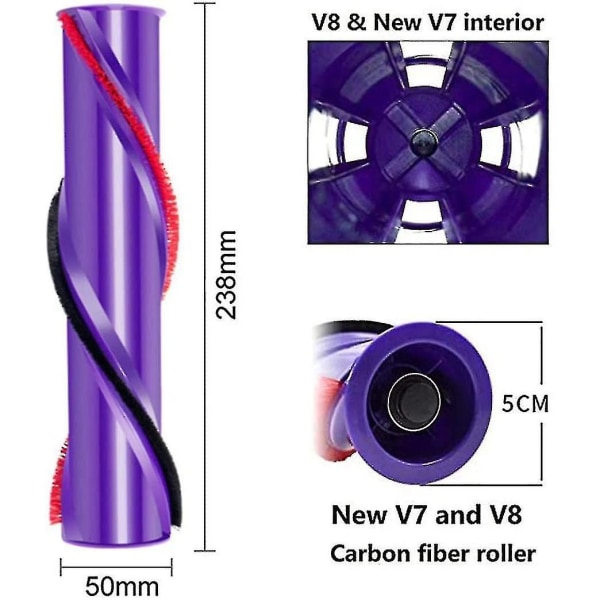 Børstevalse til Dyson V8 støvsuger, sammenlignet med del 967485-01