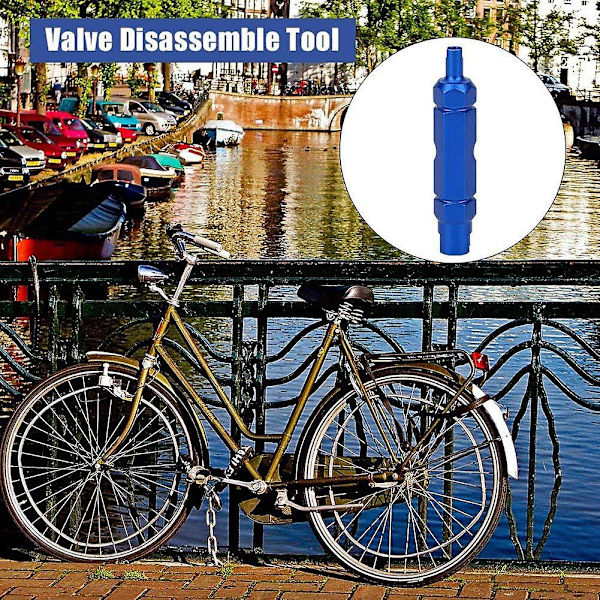 Ventildemonteringsverktyg, (4 st) aluminiumlegering Multifunktionell cykelventilkärnremover Blå Cykelrör Däckventil Demontera Ta bort