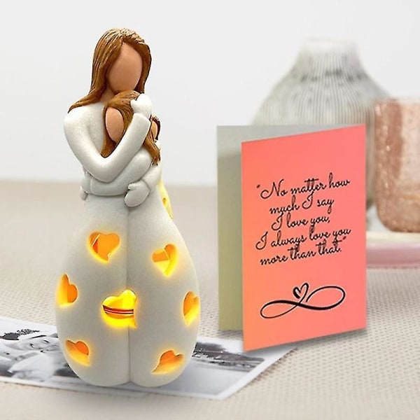 Äitienpäivälahja hartsi kynttilälamppu pöytäkoriste veistämällä käsitöitä Äidin tyttären halailumuisto