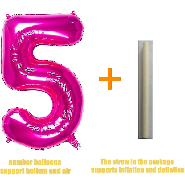 32 Tums Rosa Nummer 2 Ballonger Folieballong Digital Födelsedagsfest Dekoration Tillbehör (Rosa Nummer 2 Ballong)