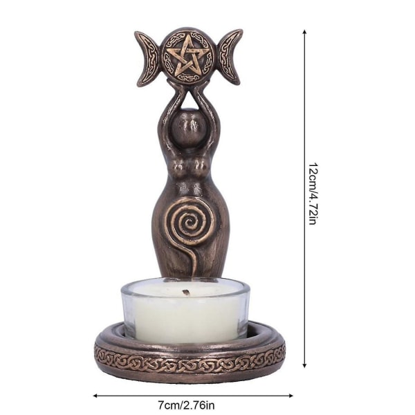 Triple Spiral Goddess Tea Light Moon kynttilänjalka hartsiveistos kodin sisustus