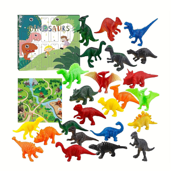 24 delar julkläm stress relief set dinosaurieleksak Countdown Calendar Surprise Blind Box（24st dinosaurie）