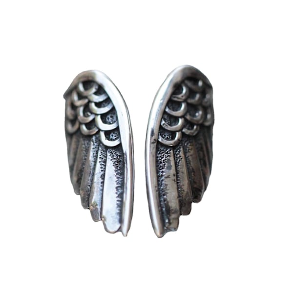 Antik rostfritt stål ring fjäder ängelvinge gjutna vintage öppen manschett ring punk smycken