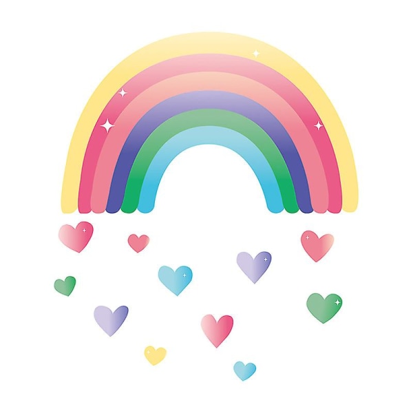 Akvarell regnbågsväggdekorer Klistermärken Gör-det-själv-avtagbar Peel & Stick Väggdekorationer Heminredning för barnkammare