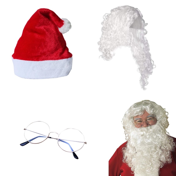 Joulukoristeita Joulupukin parta- ja set, hattu ja lasit 4 kpl/ set