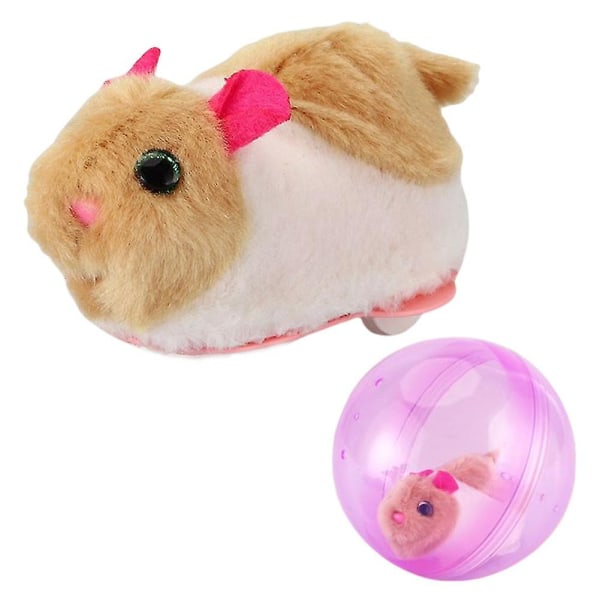 Hamster Løpeball Leke Morsomme Småbarn Krapende Roll Ball Rullende Katt Erte Leke（Brun hvit mus，rosa ball）