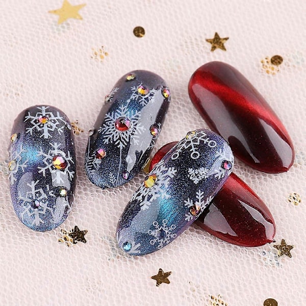 Snöflinga Nagelfilmsöverföring Dekaler Jul Nagelkonst Tillbehör Nagelfilmsöverföringar Dekaler Laser Vit Snöflingor Julgran Rensa Stjärna Naglar Folier Des