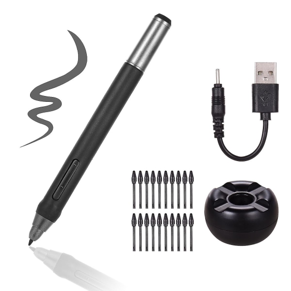 Bosto oppladbar penn digital penn 8192 nivåer trykkpenn med 20 stk pennnyper pennholder（innebygd batteri）